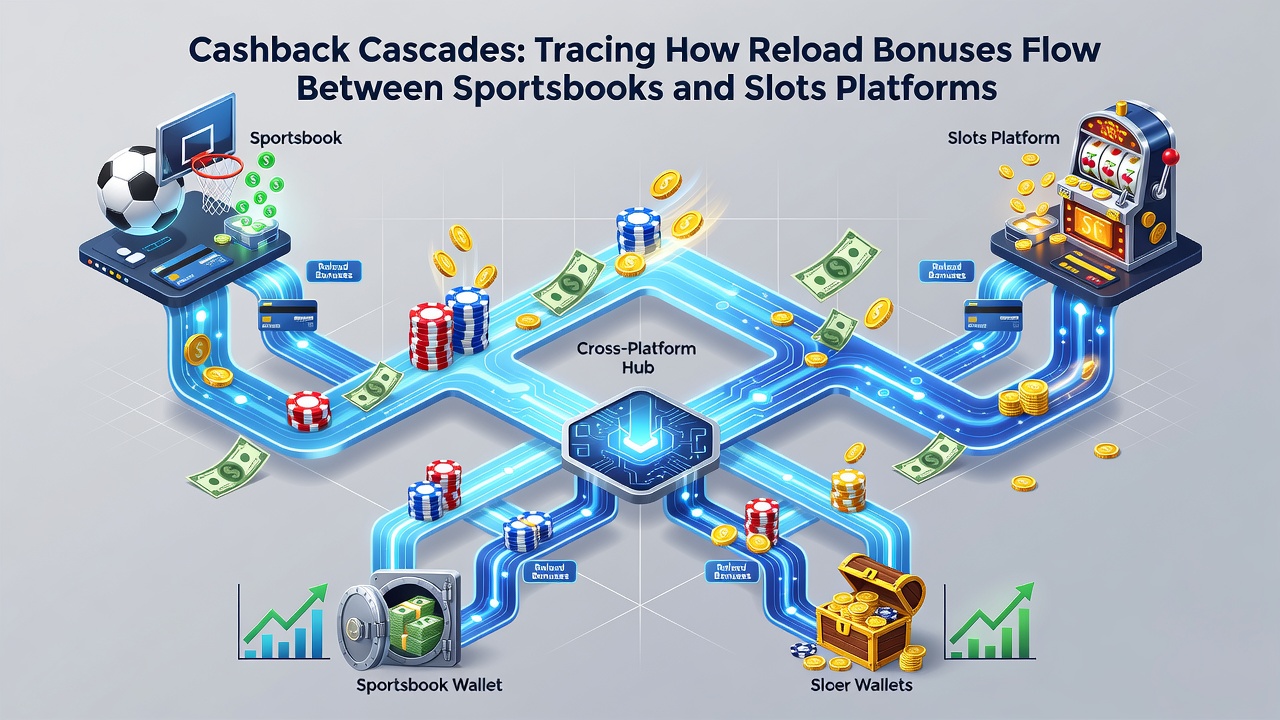 Diagram of cashback cascade process from sportsbook deposits to slots gameplay