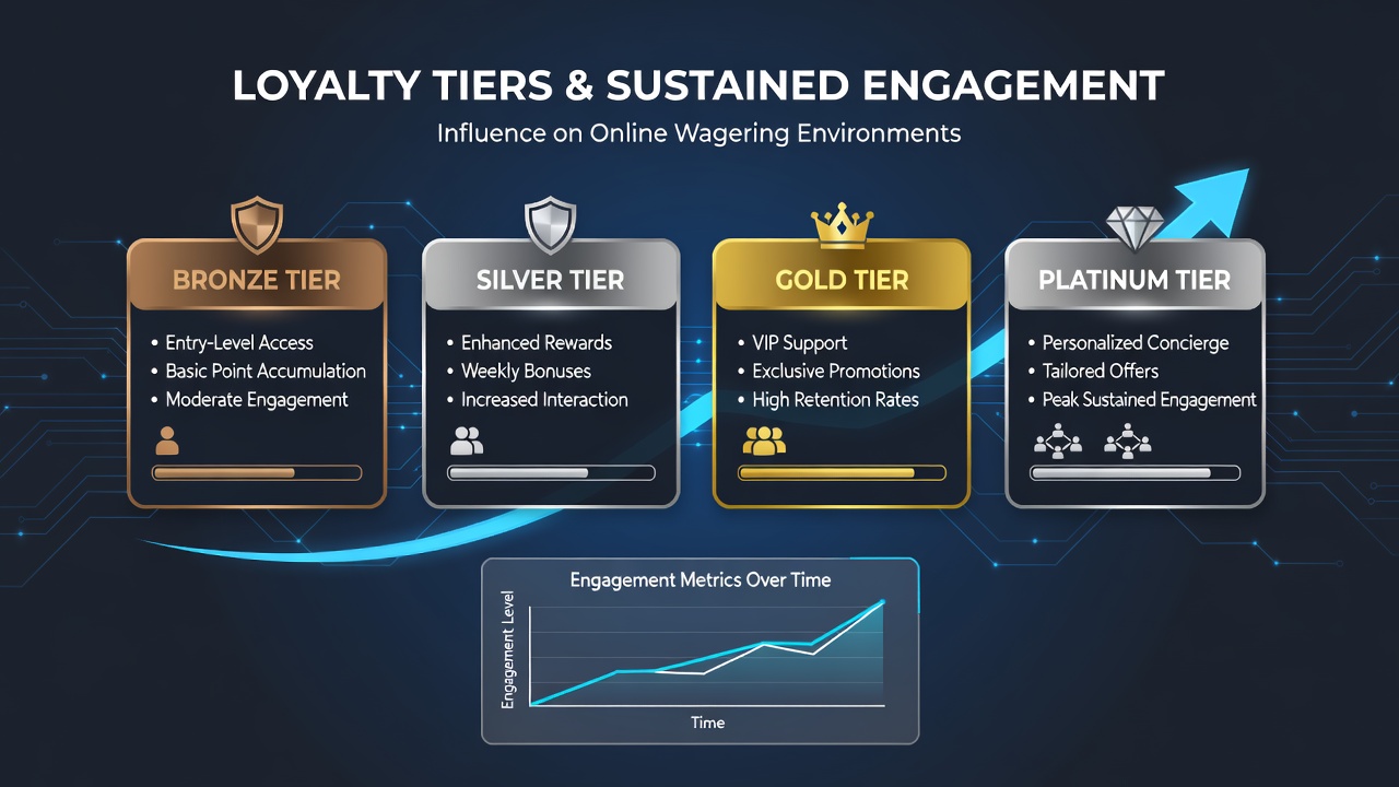 Graph displaying retention rate improvements across loyalty tiers in online wagering environments over a twelve month period