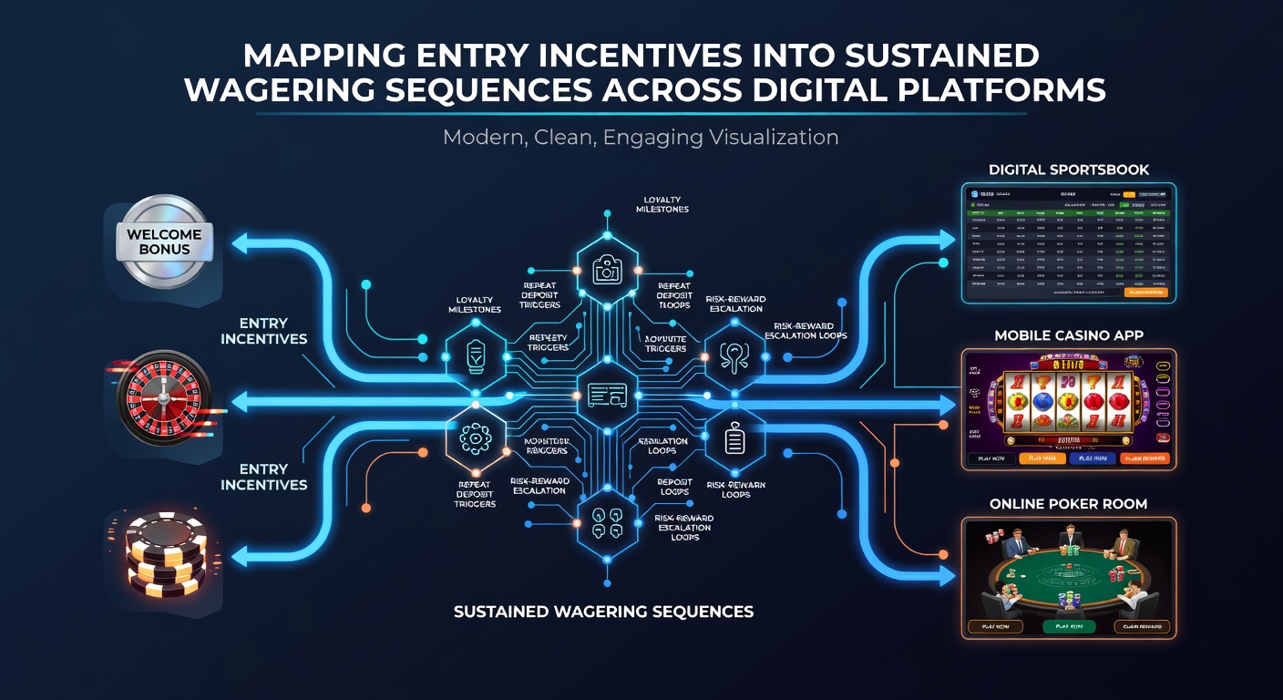 Flow diagram illustrating how entry bonuses convert into multi-session wagering sequences on digital gambling platforms
