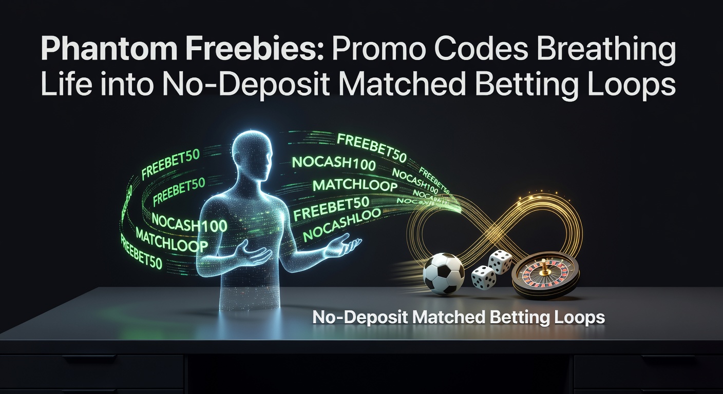 Digital promo code interface on a betting app screen, highlighting no-deposit offer activation amid matched betting charts