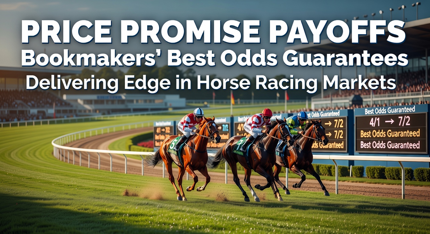 Horse racing track with punters checking odds on mobile devices under sunny skies, highlighting the thrill of live betting action