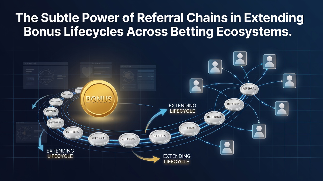 Diagram illustrating referral chain mechanics extending bonus periods across betting platforms